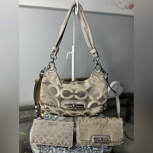 Coach 2011 Kristin rehab Op Art hobo shoulder bag with matching wallet